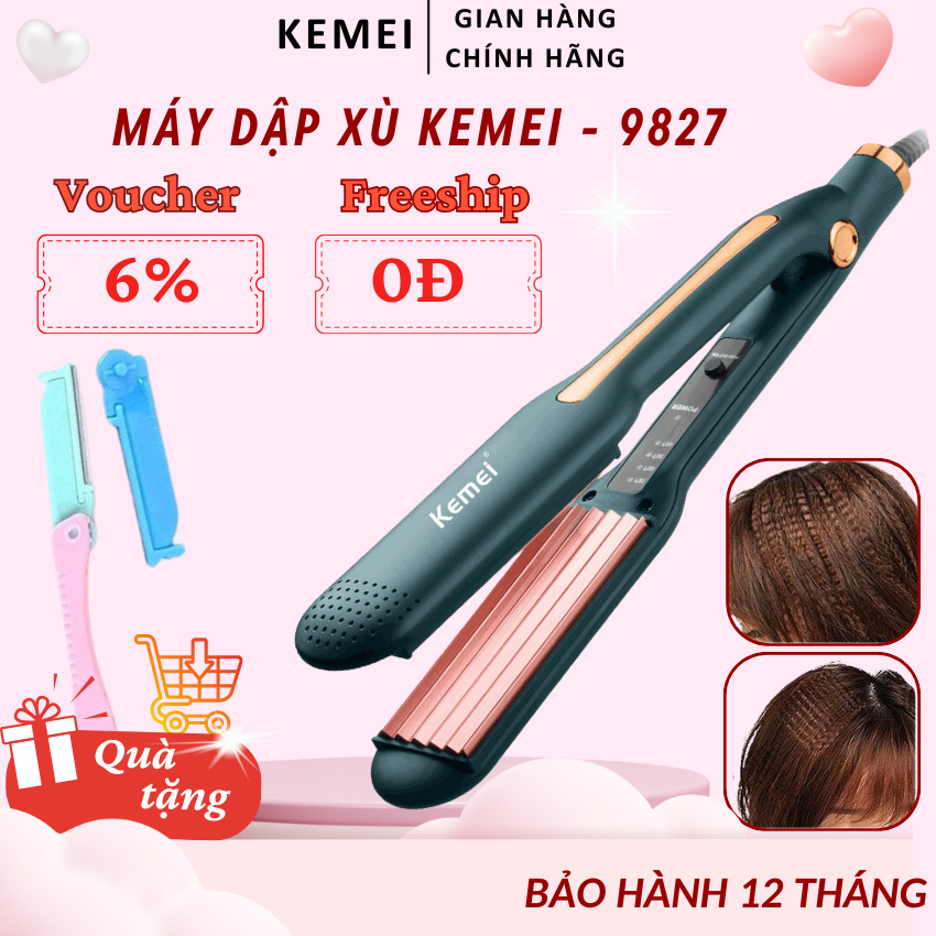 Máy bấm tóc KEMEI KM-9827, máy dập xù làm nóng nhanh vào nếp tóc tức thì