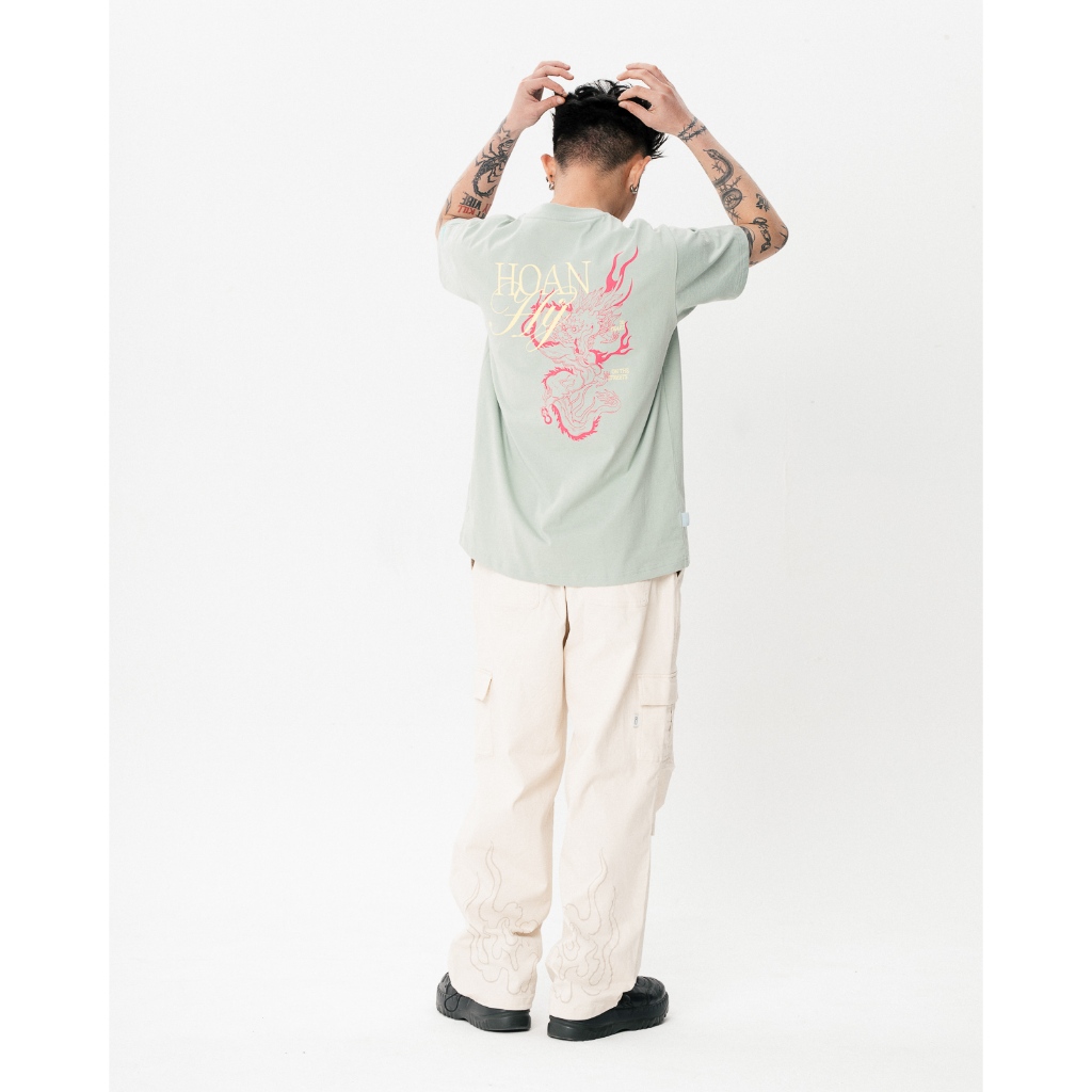 Áo Thun BOO Unisex Regular In Logo Hoan Hỷ và Hình Rồng In Lưng