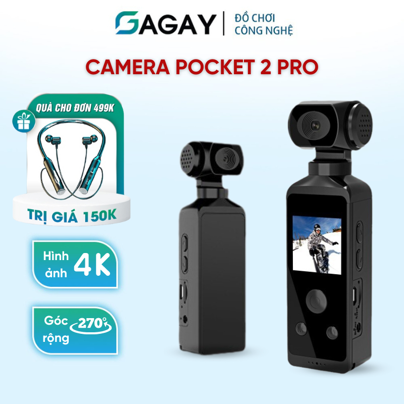 Camera Pocket 2 4K thể thao, quay phim 4k HD, camera mini máy quay phim cầm tay chống rung chất lượng cao