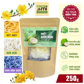 Mứt dừa non dẻo mứt Tết thủ công loại 1 đặc sản Bến Tre làm quà biếu quà tặng CacaoMi [30g/250g]