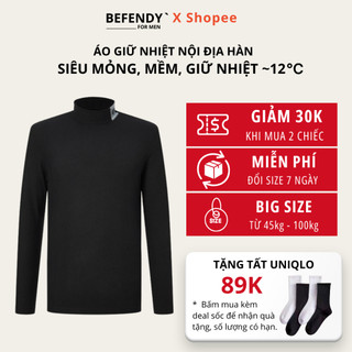 Áo Giữ Nhiệt Nam Cổ 3 Phân, Áo Thun Mùa Đông Nội Địa Hàn, Mỏng Nhẹ Co Giãn Có Bigsize Cao Cấp Befendy Không Bai Xù