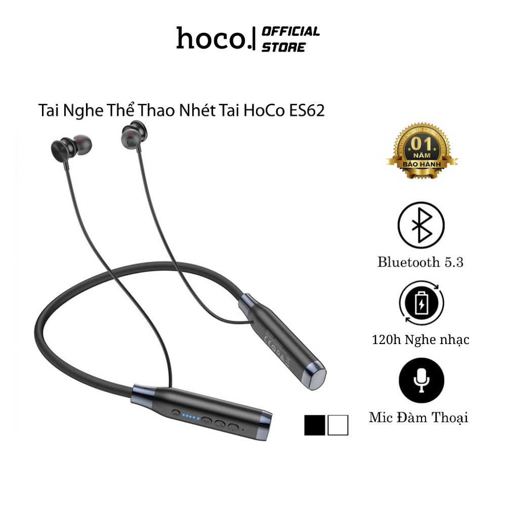  Tai nghe thể thao đeo cổ Hoco ES62 bluetooth V5.3 mic đàm thoại hỗ trợ thẻ nhớ 120h nghe nhạc. 