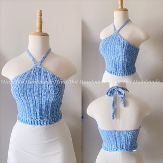 Áo len móc yếm hở lưng thắt nơ DORIS TOP handmade