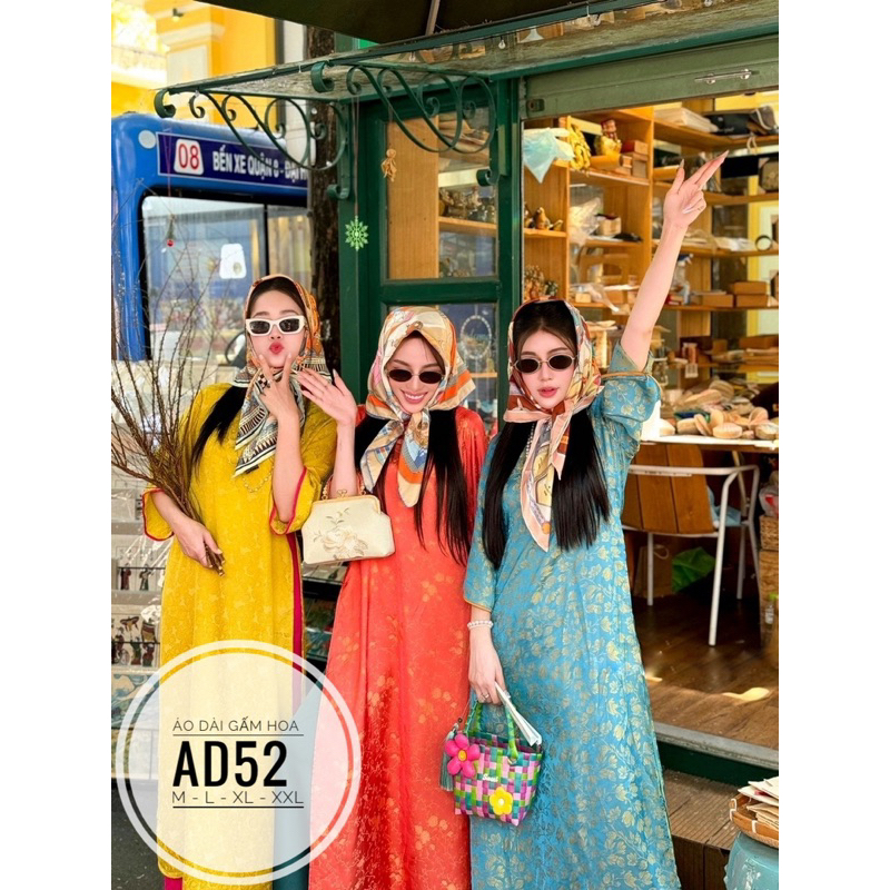 BIGSIZE Áo dài gấm hoa AD52