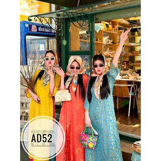 Bigsize áo dài gấm hoa ad52