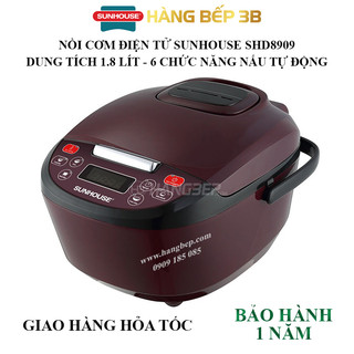 Nồi cơm điện tử chống dính 1.8 lít Sunhouse SHD8909 - 6 menu nấu tự động - Bảo hành 12 tháng chính hãng