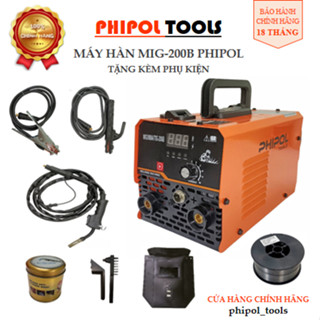 Máy hàn PHIPOL MIG 200B không khí điện 220V, tặng kèm nhiều phụ kiện, có chế độ hàn MIG/MMA