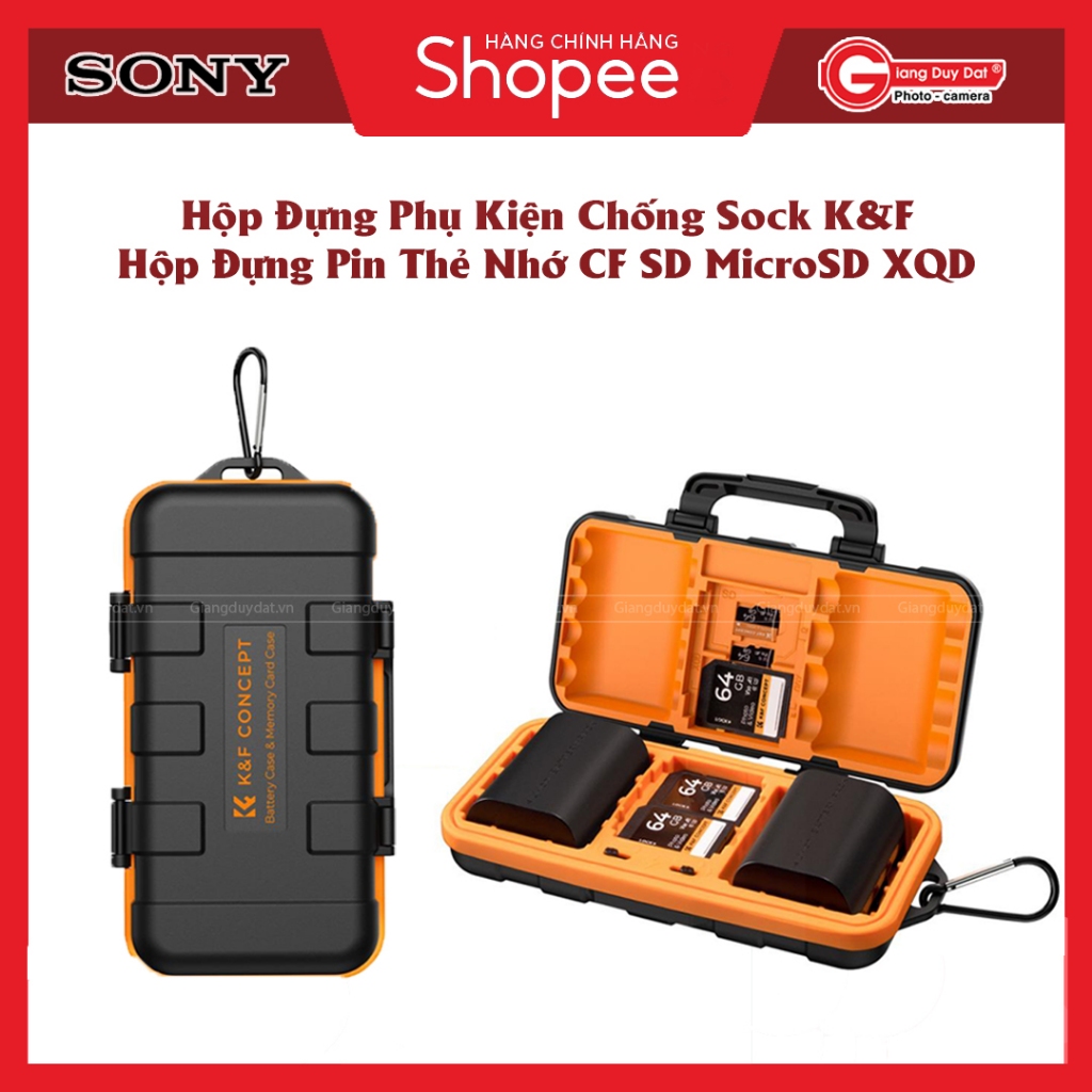 Hộp Đựng Phụ Kiện Chống Sock K&F - Hộp Đựng Pin Thẻ Nhớ CF SD MicroSD XQD