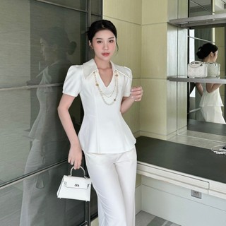 Áo dự tiệc thiết kế peplum cổ tim tay phồng sang trọng Callene (L2297)