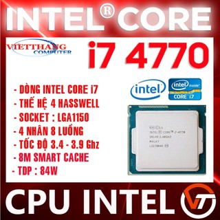 Bộ vi xử lý cpu core i7 4770 3.4 ghz turbo 3.9 ghz 4 nhân 8 luồng socket 1150