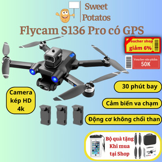 Động cơ không chổi than Flycam mini S136, Máy bay điều khiển từ xa có GPS tự bay về, điều khiển thông minh cho người mới