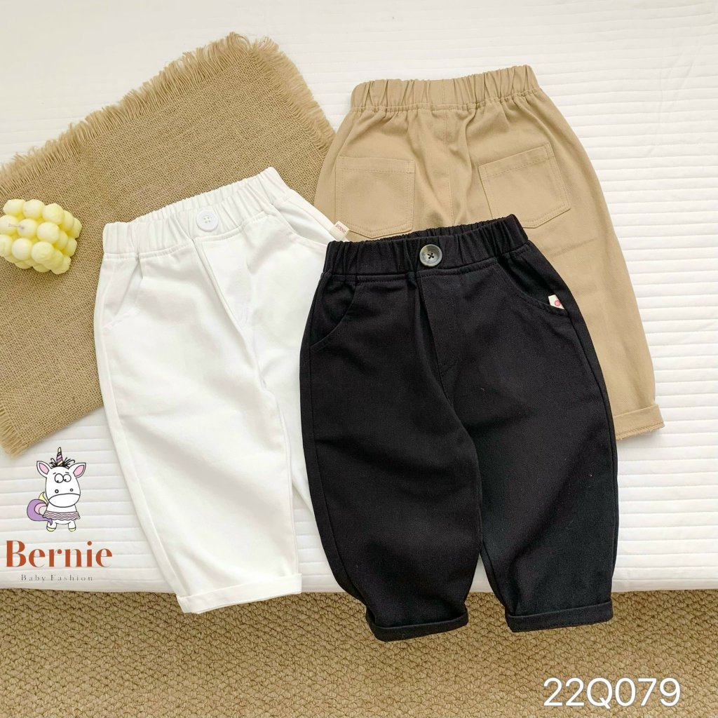 Bernie quần kaki đính cúc cho bé9-23kg