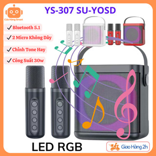Loa karaoke - Loa bluetooth YS-307 SU-YOSD Kèm 2 micro, Công suất 30 W, Nghe nhạc 6H, Có led, Bảo hành 12 tháng