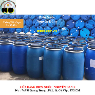 Thùng phuy nhựa cũ xanh 120l , thùng phi nhựa cũ 120l , thùng đựng nước 120l,...