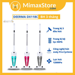 [Hỏa Tốc - HCM] Máy Hút Bụi Cầm Tay 3 in1 Deerma Vacuum Cleaner DX118C | Hàng Chính Hãng | Bảo Hành 3 Tháng | Mimaxstore