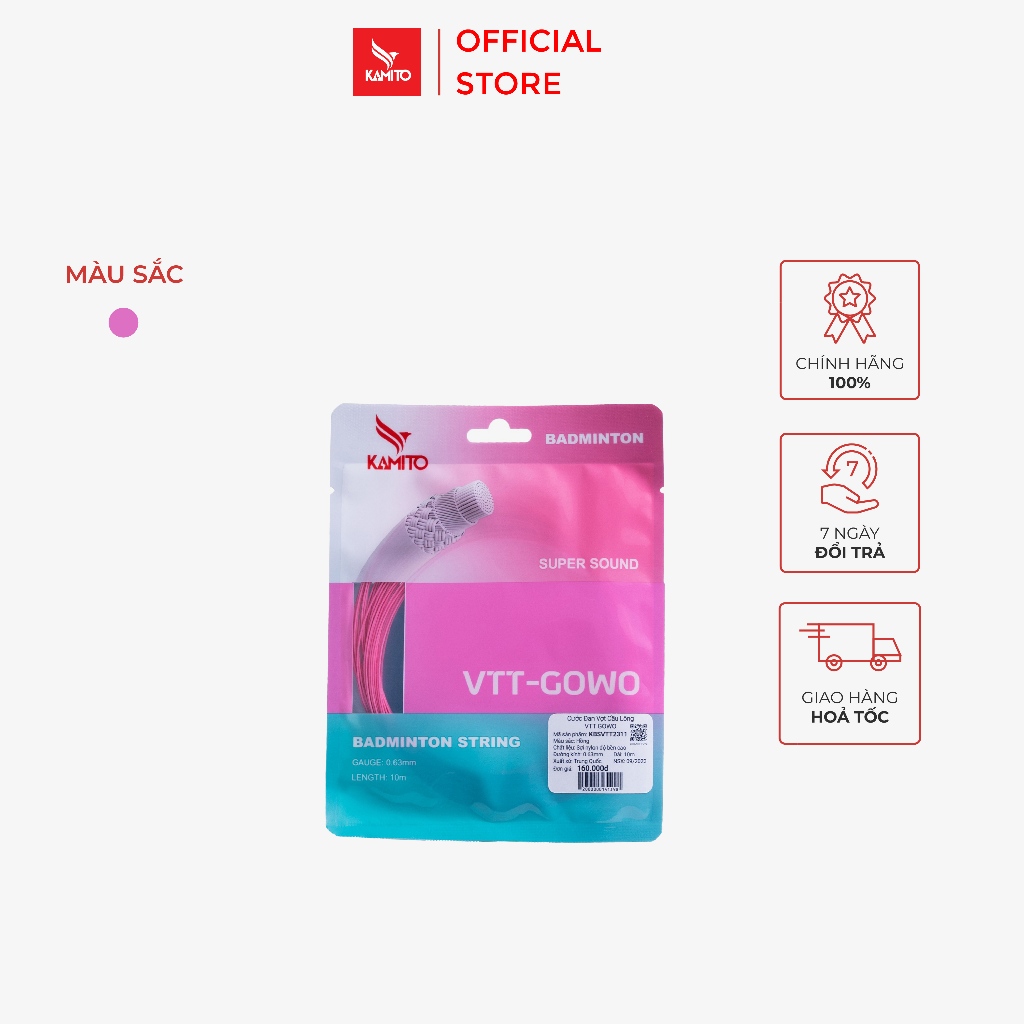 Cước đan vợt cầu lông Kamito VTT GoWo cao cấp, bền nhẹ, chính hãng, kiểm soát và siêu trợ lực, kbs 6
