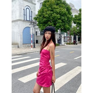 Váy 2 dây lụa dây rút nhún sang trọng quyến rũ thời trang cho nữ | LITTLE Dress | Secodee