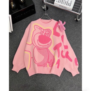 Áo Sweater , Áo Sweater Len Lông Hoah Tiết Gấu Losto Đính Gấu Chất QC Cao Cấp