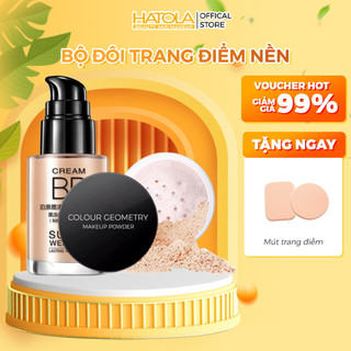 Combo trang điểm makeup kem nền che khuyết điểm và phấn phủ kiềm dầu  Hatola