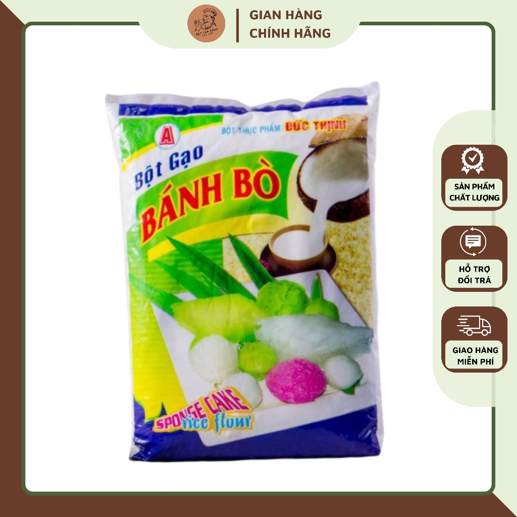 Bột Gạo Bánh Bò Đức Thịnh loại 1 kg, bột làm bánh dễ nhồi bột rễ tre nhiều thơm ngon, xốp dai
