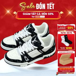 Giày lv trainer, louis vuitton trainer black white, giày lv louis vuitton hàng cao cấp full box bill