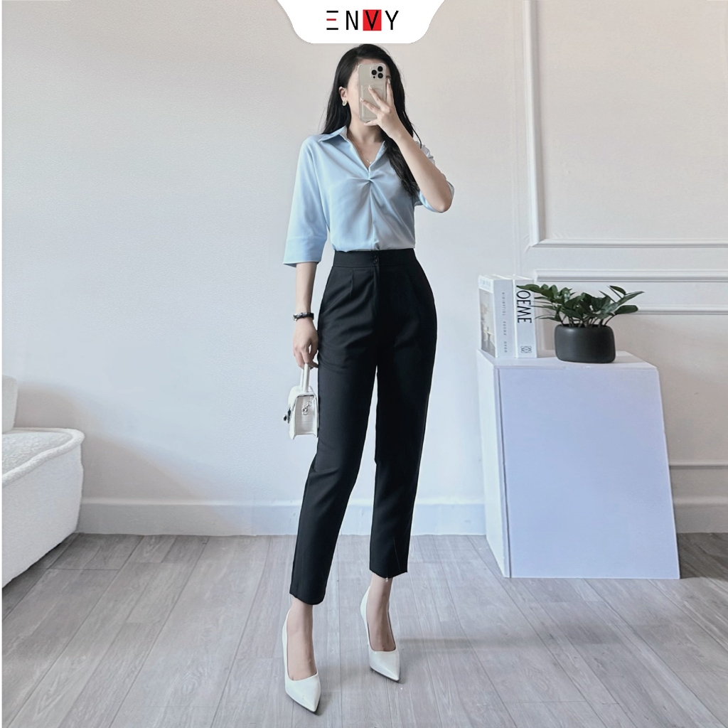 Áo sơ mi nữ tay lửng vải lụa ENVY S242