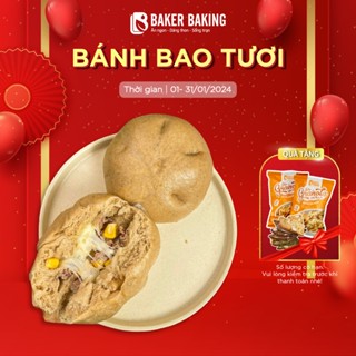 Bánh bao tươi nguyên cám Baker Baking mix vị không chất bảo quản set 4 bánh