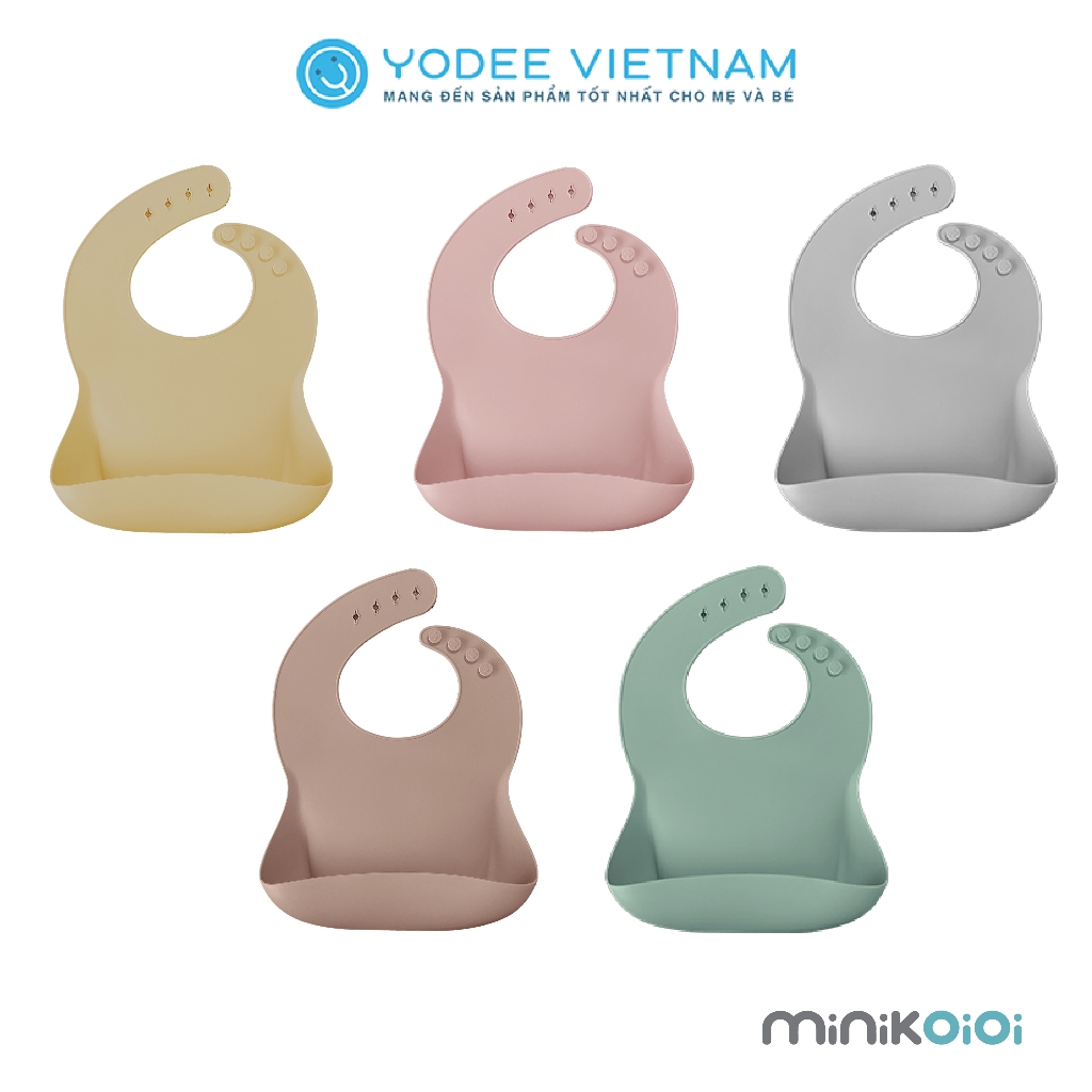 MinikOiOi Yếm ăn dặm silicone cao cấp có máng hứng chống thấm dễ vệ sinh cho bé