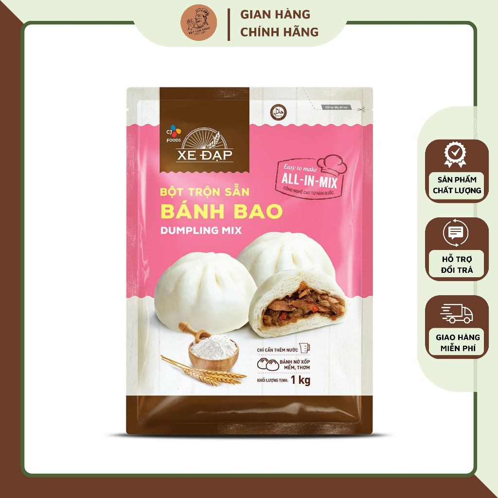 Bột trộn sẵn bánh bao Xe Đạp loại 1 kg, bột bánh bao thơm ngon, phồng xốp, không chất bảo quản