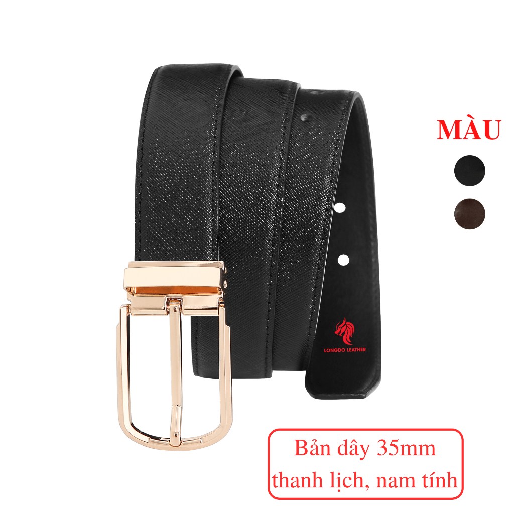 Dây nịt nam đẹp bản 3,3cm da Safiano thương hiệu Longdo Leather - TL05