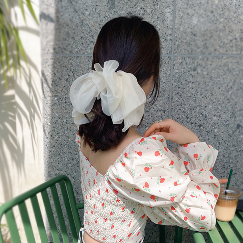 Kẹp tóc nơ trơn trơn tiểu thư cho nữ dễ thương