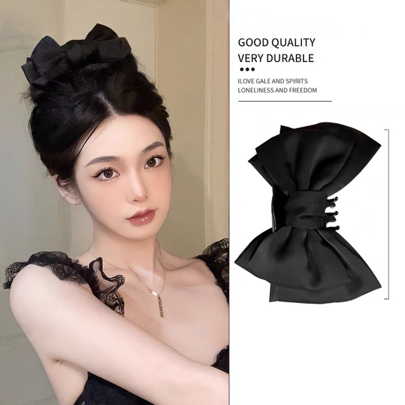 Kẹp tóc nơ trơn trơn tiểu thư cho nữ dễ thương