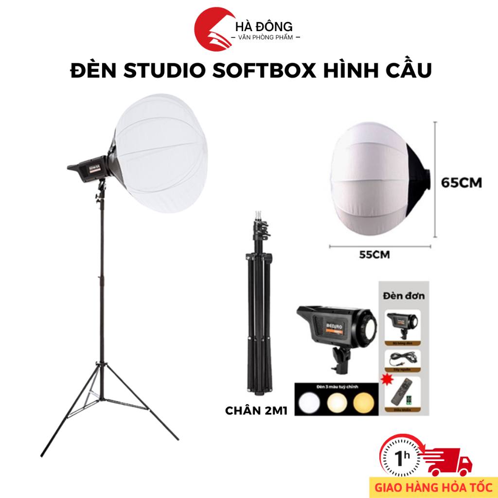 Bộ Đèn Chụp Studio Hình Cầu Bediro BD-400S chụp ảnh quay video livestream chuyên nghiệp, Bộ đèn Ngàm