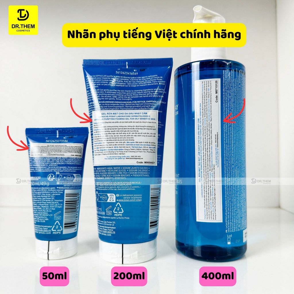 Sữa Rửa Mặt La Roche Posay Cho Da Dầu Mụn Effaclar Purifying Foaming Gel 200ml & 400ml- Dr Thêm