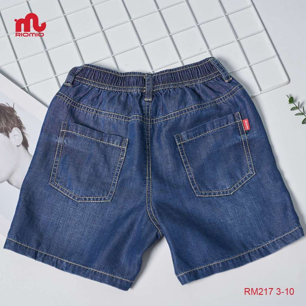 Quần short jean bò bé trai RIOMIO size 15-40kg cạp chun, dáng basic Hàn Quốc, chất jean mềm không phai màu  RM217