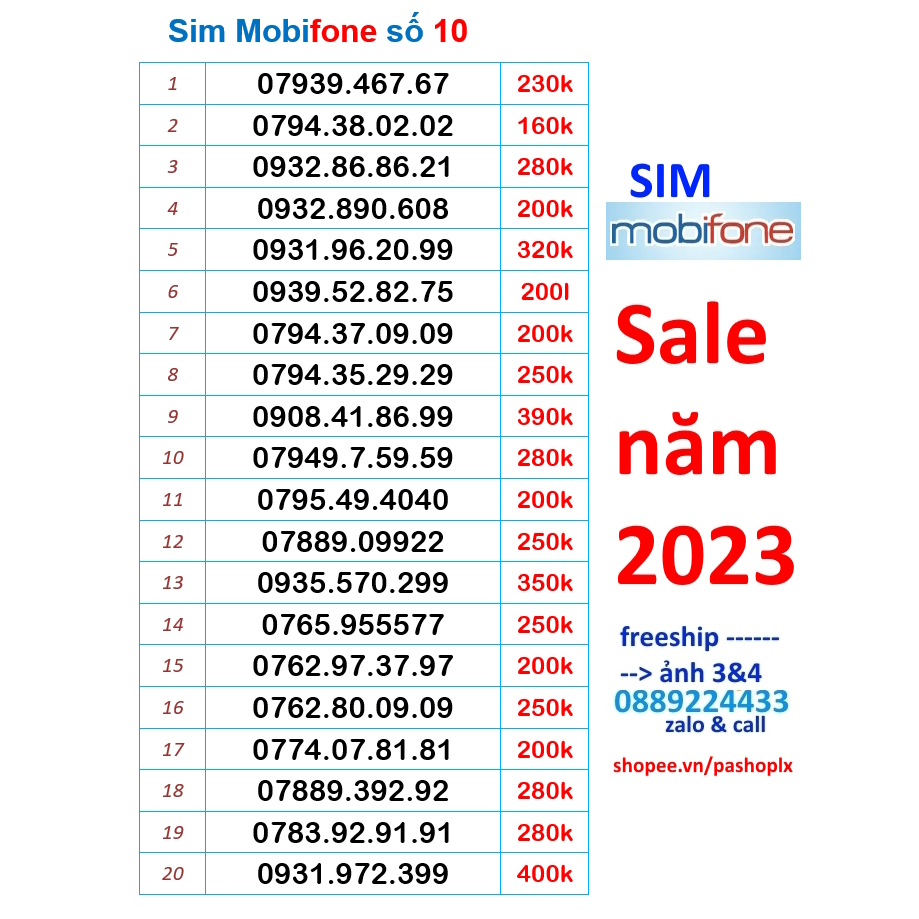 Sim Mobifone số đẹp 10