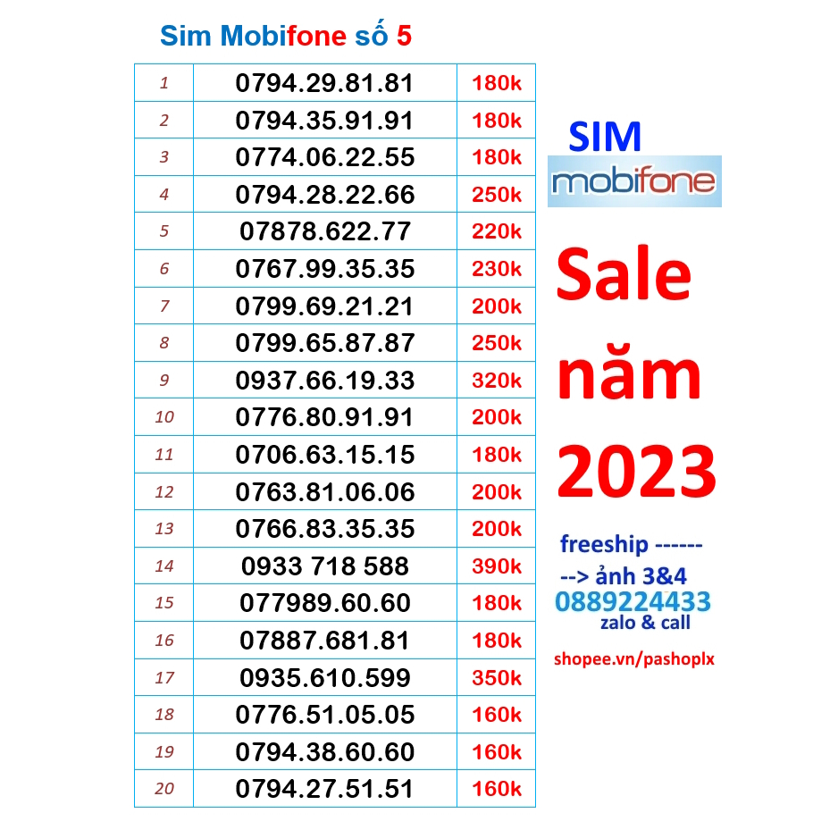Sim Mobifone số đẹp 5