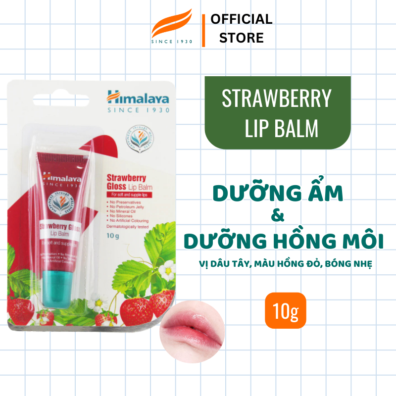 Son dưỡng môi căng bóng vị dâu tây Himalaya Strawberry Gloss Lip Balm 10g