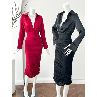 Váy body sơ mi lụa phối thun lưới nhúng 🌹