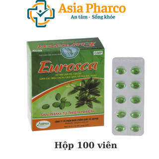 Eurosca Giảm ho, thông thoáng mũi, giảm các triệu chứng cảm lạnh, sổ mũi, đau họng Hộp 100 viên