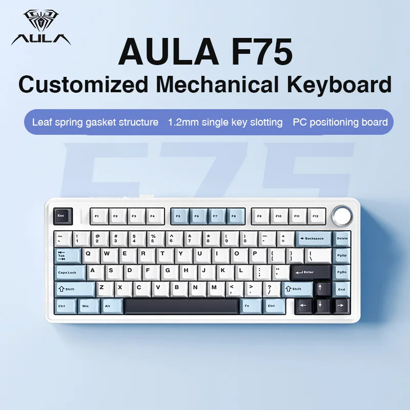 [AULA] Bàn phím cơ không dây AULA F75 mạch xuôi ngược - 3 Mode - Pin 4000 maH - Full key hotswappable - 75% Layout