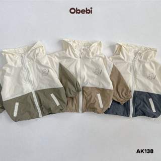 Áo Khoác Gió Thu Đông Cho Bé 2 Lớp Hình Gấu Đáng Yêu OBEBI AK138