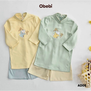  Áo Dài Xuân Áo Dài Lụa Cho Bé Trai Bé Gái OBEBI AD05 