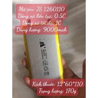 Pin lipo,3,7v, 170g, dung lượng 9000mah ; lithium -polymer , 1260110