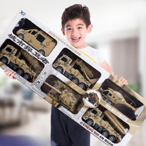 Đồ Chơi Hộp 6 Xe Siêu To Quân Sự Cảnh Sát Cỡ Lớn Cho Bé VINATOYS, Mô Hình Chân Thực (Kèm Bóng Bắn)