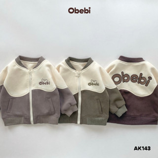 Áo Khoác Bomber Cho Bé Chất Nỉ 2 Lớp Phong Cách Hàn Quốc OBEBI AK143