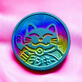 Tem titan mèo thần tài (có sẵn keo 3M) đường kính 3cm