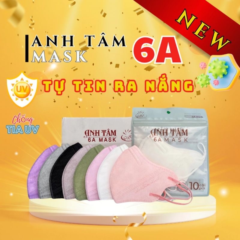 Thùng 100 chiếc Khẩu Trang 6A ANH TÂM thiết kế mới chống nắng chống tia UV…