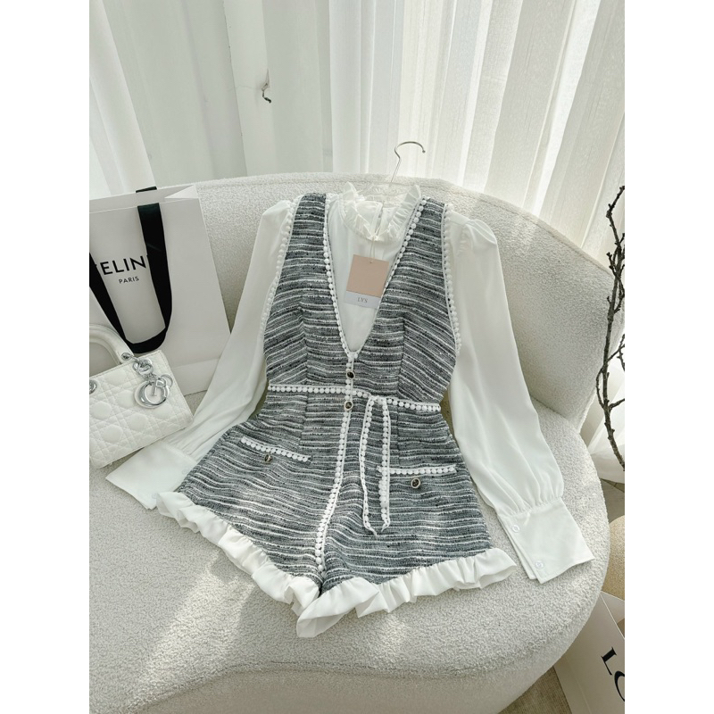 SET ÁO SƠ MI TRẮNG + JUMP DẠ SHORT BÈO