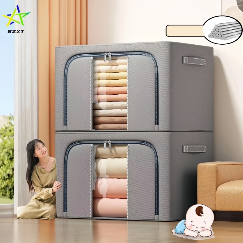 Hộp đựng quần áo khung thép Khung Thép Túi Đồ Đa Năng Đựng Quần Áo Chăn Màn Có thể gập lại kích vải 158L Cao Cấp